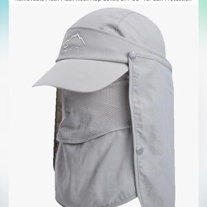 Gray Sun Protection Hat with Neck Flap